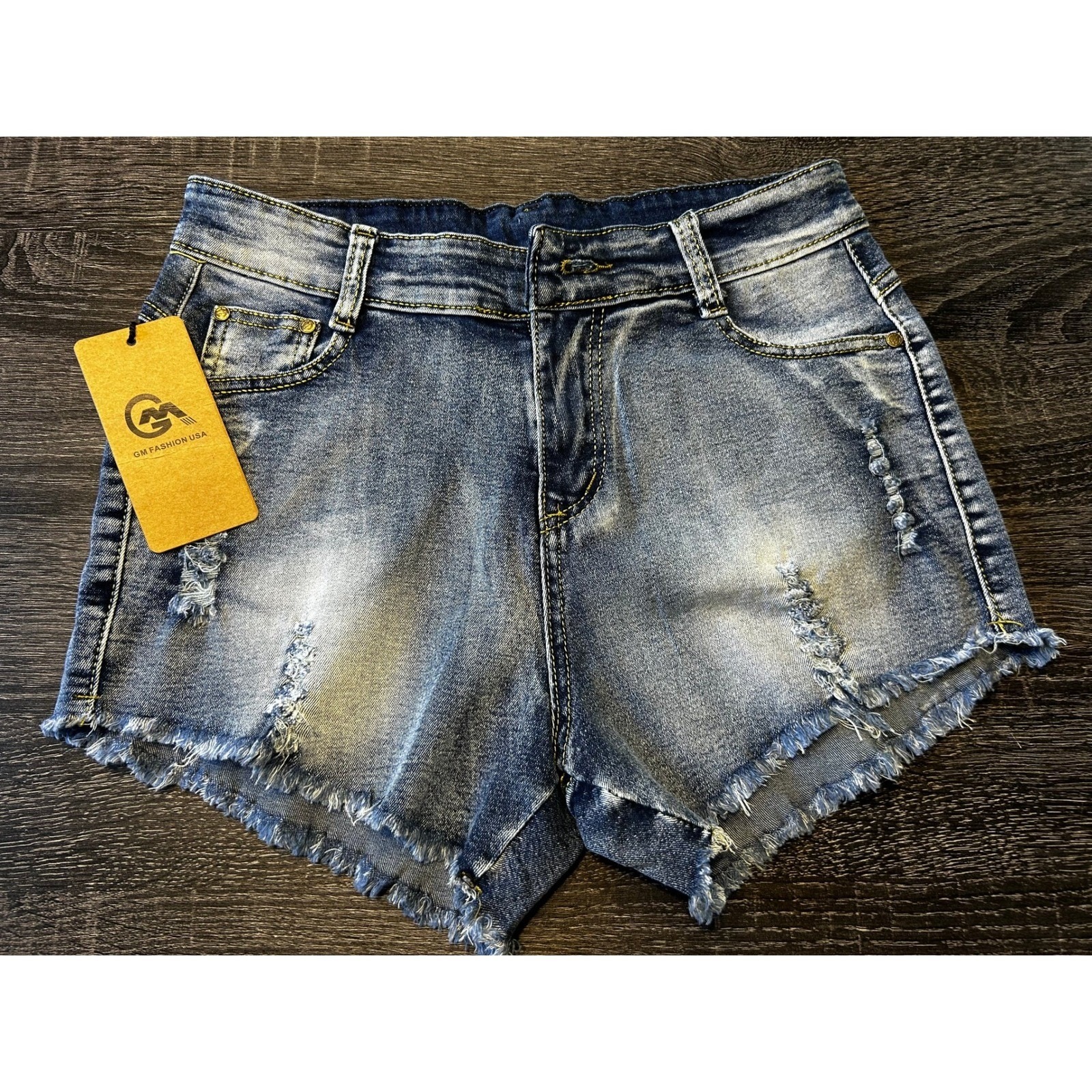Gm Fashion Usa Distressed Denim Cut Off Shorts Medium Acid Wash S/M New